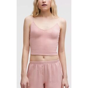 Lululemon Cotton Pointelle Cropped Cami Tank Top Pink Haze Adjustable Medium NWT